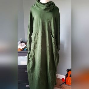 Shukr Green Modest Cowl Neck Sweater dress